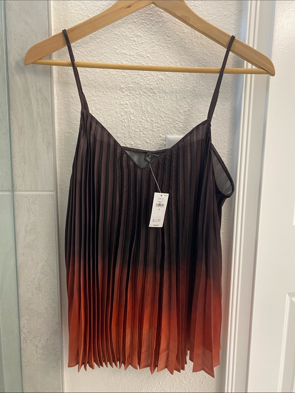 Banana Republic Brown to Rust Pleated Ombre Spaghetti-Strap Cami
